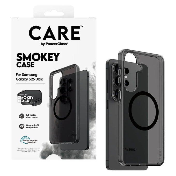 Étui Smokey avec QI noir pour Samsung Galaxy S26 Ultra, Noir, PanzerGlass