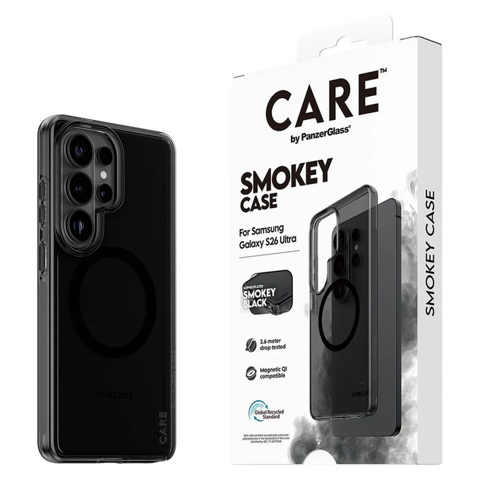 Étui Smokey avec QI noir pour Samsung Galaxy S26 Ultra, Noir, PanzerGlass