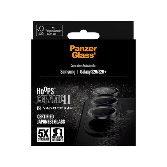 Protection d'objectif Hoops Ceramic II pour Samsung S26/S26+, Noir, PanzerGlass