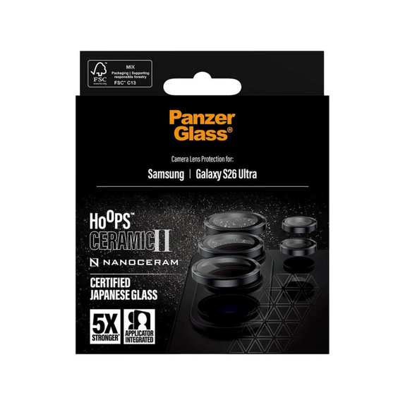 Protection d'objectif Hoops Ceramic II pour Samsung S26 Ultra, Noir, PanzerGlass