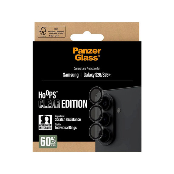 Protection d'objectif Hoops pour Samsung S26/S26+, Transparente, PanzerGlass