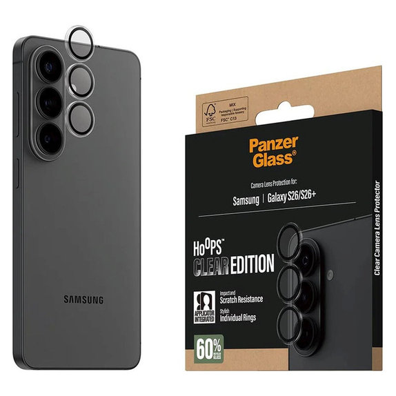 Protection d'objectif Hoops pour Samsung S26/S26+, Transparente, PanzerGlass