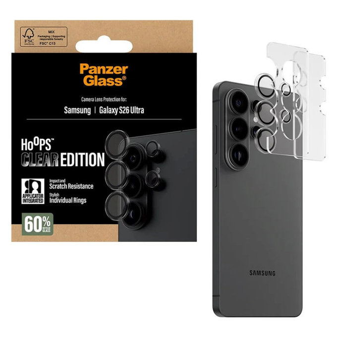 Protection d'objectif Hoops pour Samsung S26 Ultra, Transparente, PanzerGlass