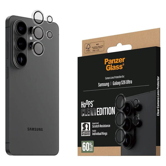 Protection d'objectif Hoops pour Samsung S26 Ultra, Transparente, PanzerGlass