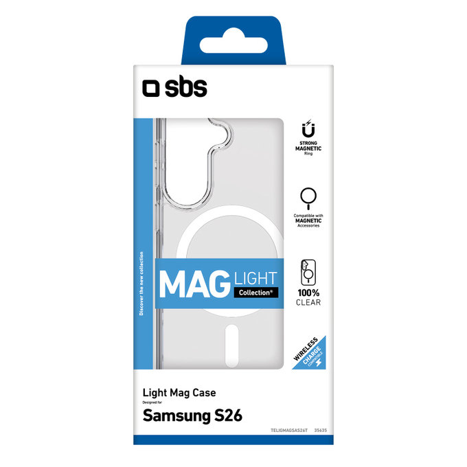 SBS - Étui Light Mag pour Samsung Galaxy S26, transparent