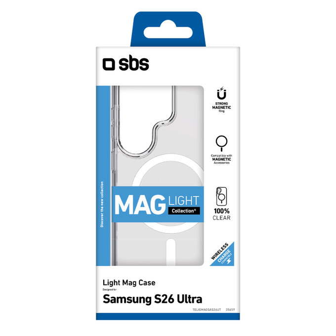 SBS - Étui Light Mag pour Samsung Galaxy S26 Ultra, transparent