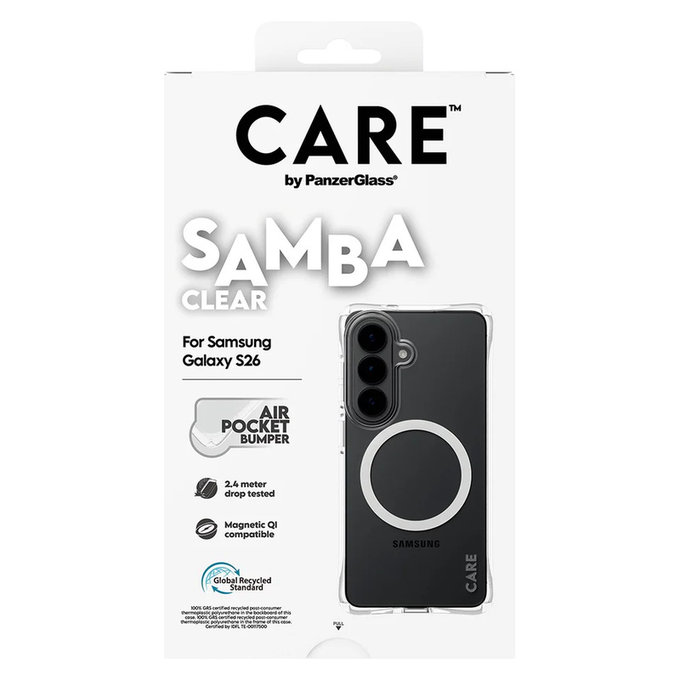 Étui Samba avec QI blanc pour Samsung Galaxy S26, Transparent, PanzerGlass