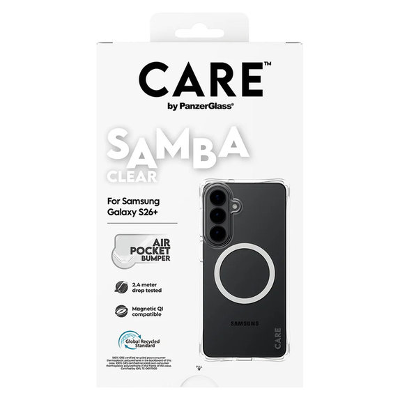 Étui Samba avec QI blanc pour Samsung Galaxy S26+, Transparent, PanzerGlass