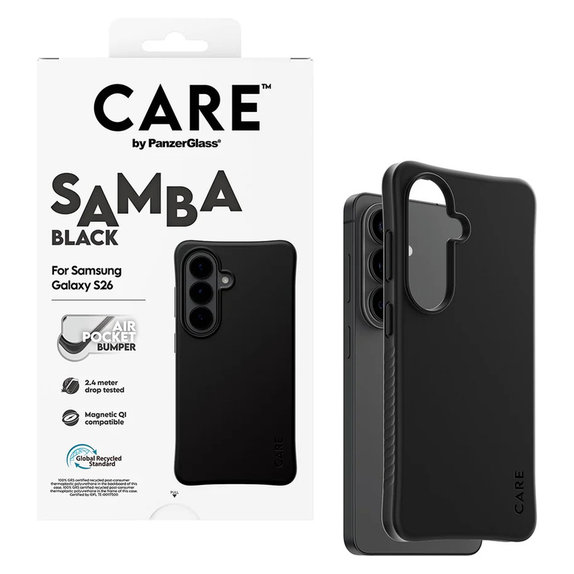 Étui Samba avec QI pour Samsung Galaxy S26, Noir, PanzerGlass