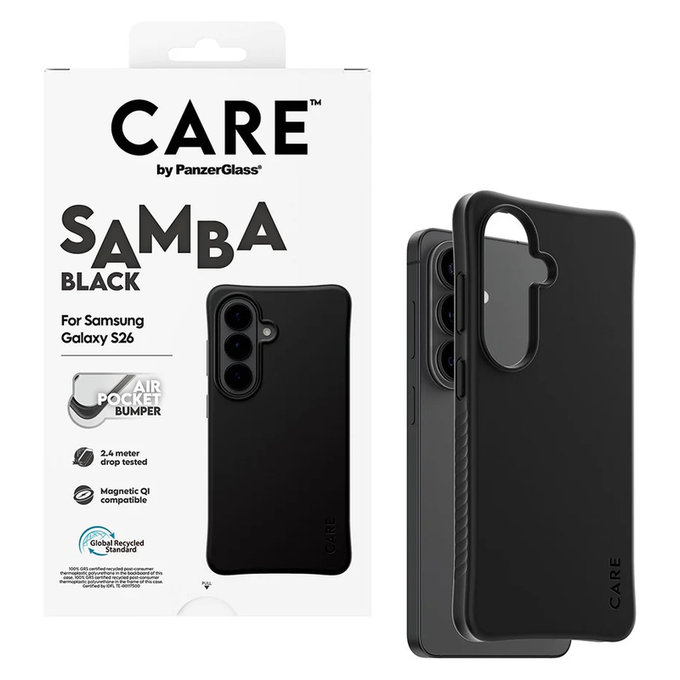 Étui Samba avec QI pour Samsung Galaxy S26, Noir, PanzerGlass