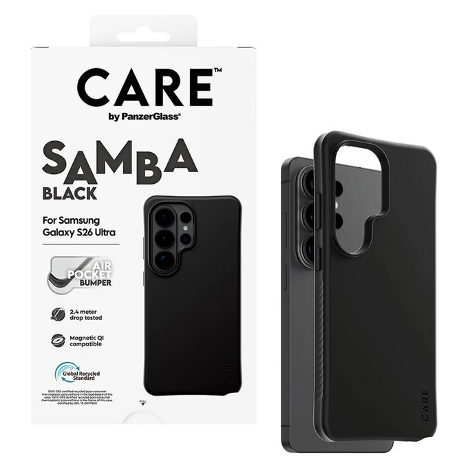 Étui Samba avec QI pour Samsung Galaxy S26 Ultra, Noir, PanzerGlass
