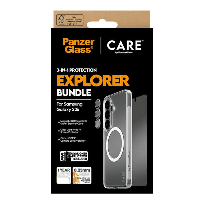 Bundle 3-en-1 Explorer pour Samsung S26, PanzerGlass
