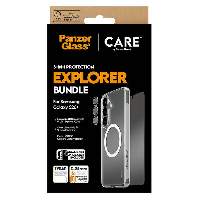 Bundle Explorer 3-en-1 pour Samsung Galaxy S26+, PanzerGlass