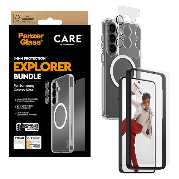 Bundle Explorer 3-en-1 pour Samsung Galaxy S26+, PanzerGlass