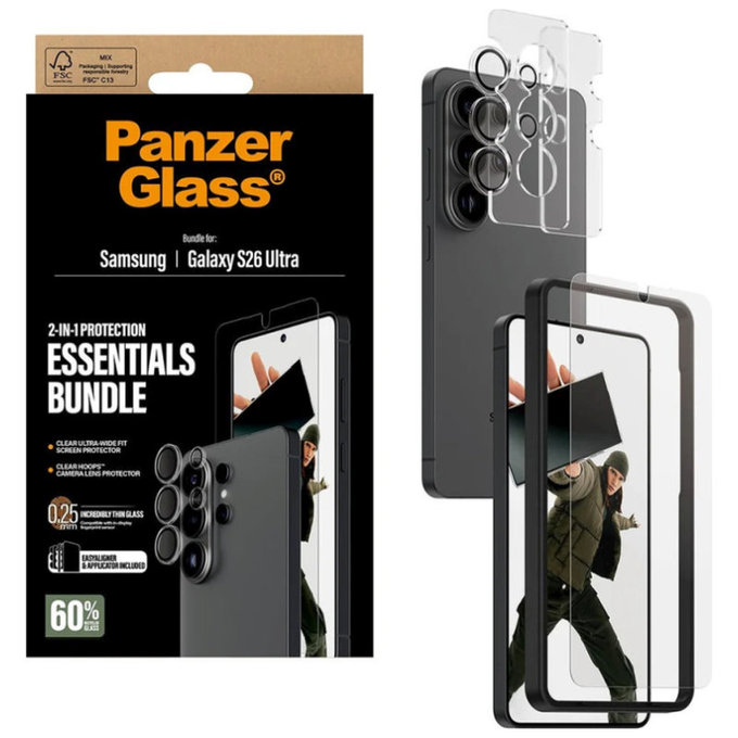 Bundle Essentials 2-en-1 pour Samsung S26 Ultra, PanzerGlass