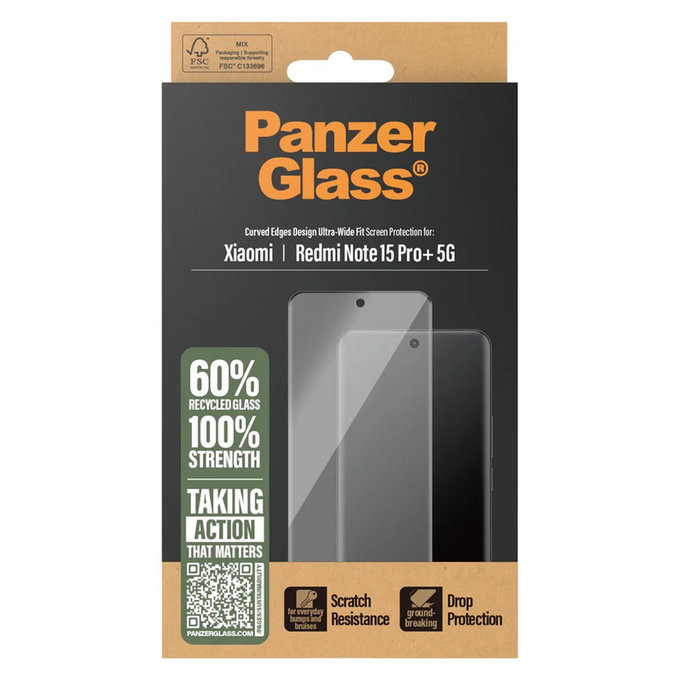 Verre trempé UWF pour Xiaomi Redmi Note 15 Pro+ 5G, Noir, PanzerGlass