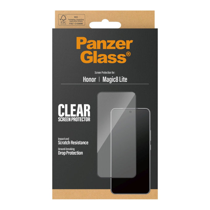 Verre trempé UWF pour Honor Magic8 Lite, Noir, PanzerGlass