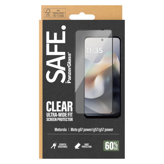 Verre trempé UWF pour Motorola Moto G57 Power 5G, Noir, SAFE by PanzerGlass