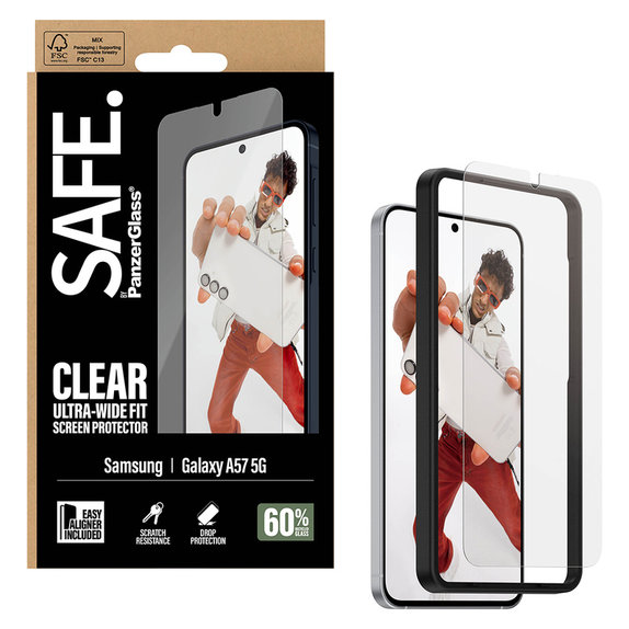 Verre trempé UWF avec applicateur pour Samsung Galaxy A57, Clair, SAFE by PanzerGlass