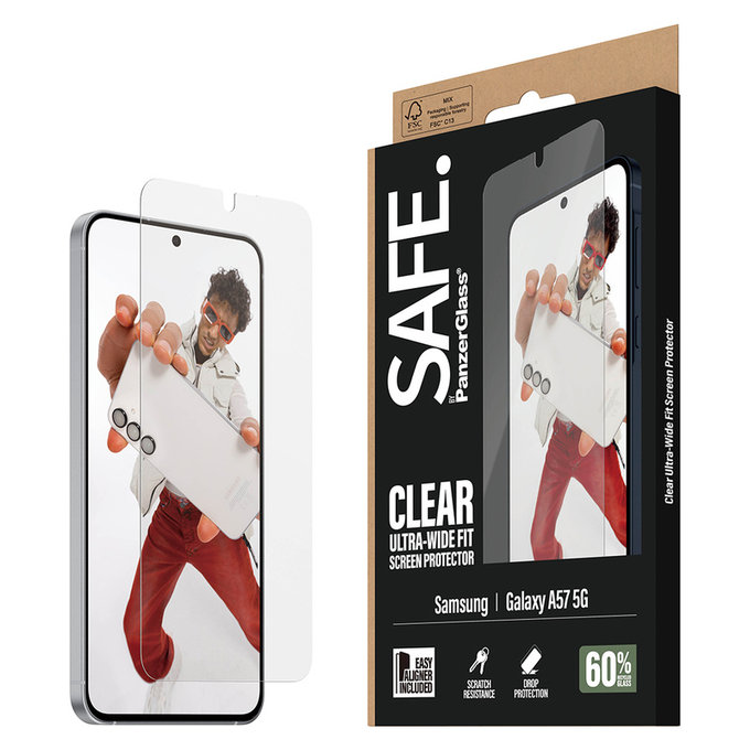 Verre trempé UWF avec applicateur pour Samsung Galaxy A57, Clair, SAFE by PanzerGlass