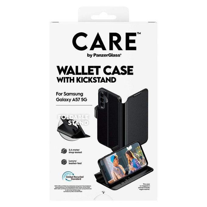 Étui Wallet Kickstand pour Samsung Galaxy A57, Noir, PanzerGlass