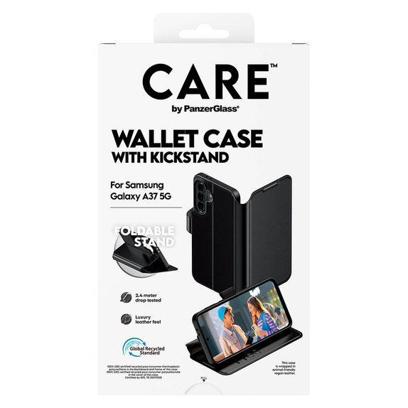 Étui Wallet Kickstand pour Samsung Galaxy A37, Noir, PanzerGlass