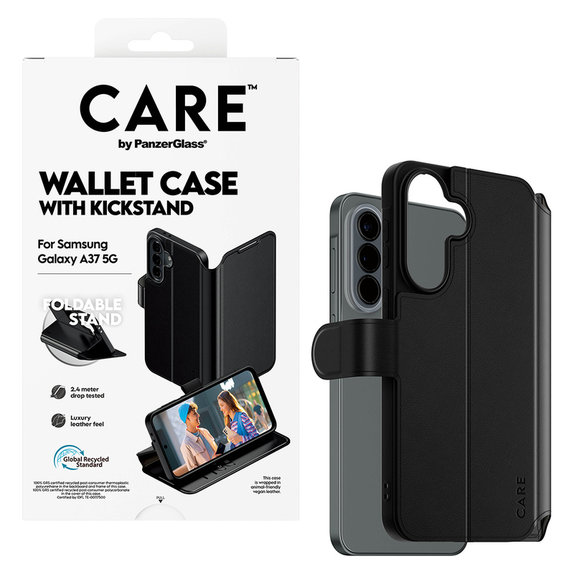 Étui Wallet Kickstand pour Samsung Galaxy A37, Noir, PanzerGlass