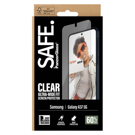 Verre trempé UWF avec applicateur pour Samsung Galaxy A37, Clair, SAFE by PanzerGlass
