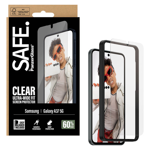 Verre trempé UWF avec applicateur pour Samsung Galaxy A37, Clair, SAFE by PanzerGlass