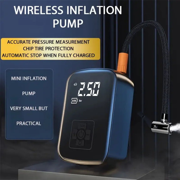 Compresseur d'air sans fil avec écran numérique, 150 PSI, noir