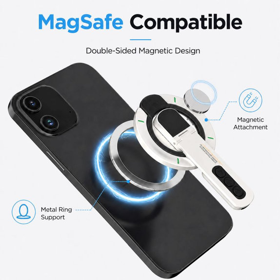 Support magnétique pour téléphone avec béquille, compatible avec MagSafe, noir