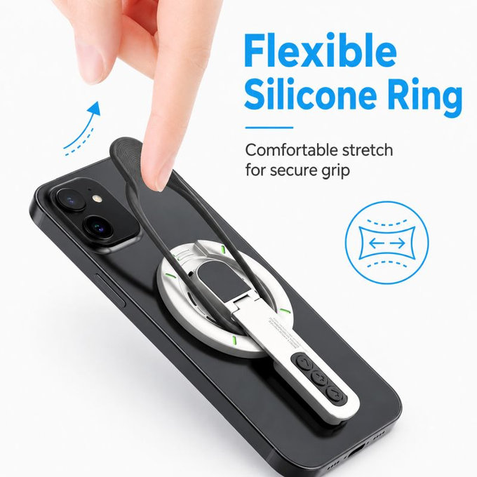 Support magnétique pour téléphone avec béquille, compatible avec MagSafe, noir