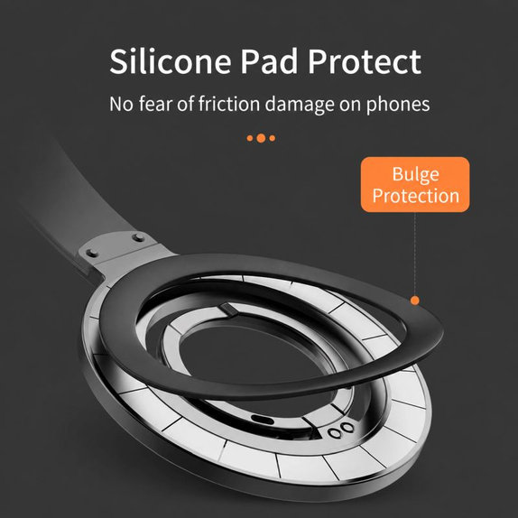 Support magnétique pour téléphone avec lanière, noir-orange