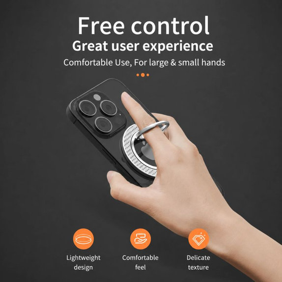 Support magnétique pour téléphone avec lanière, noir-orange