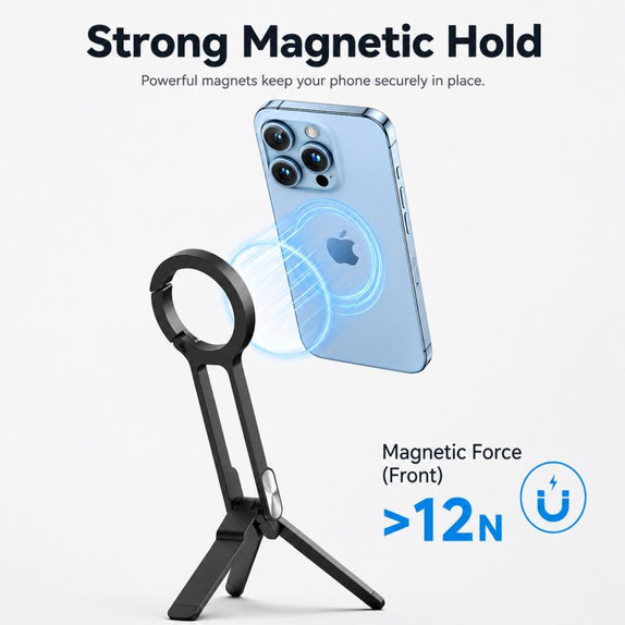 Support magnétique pliable pour téléphone, compatible avec MagSafe, noir