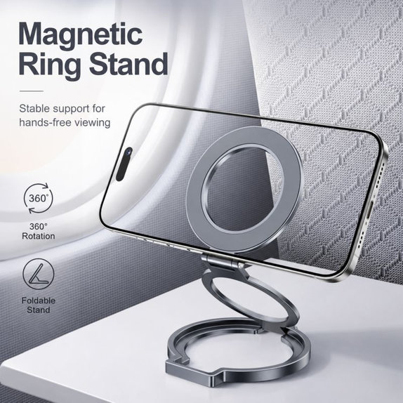 Anneau magnétique pliable pour téléphone, argent