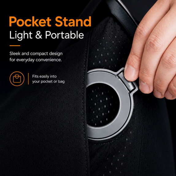 Anneau magnétique pliable pour téléphone, argent