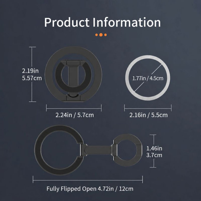 Support magnétique double face pliable pour MagSafe, noir