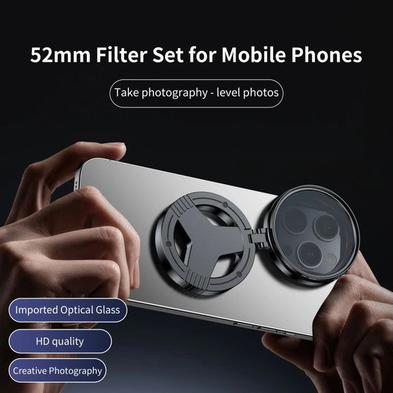 Filtre polarisant CPL 52mm avec support magnétique pour smartphone