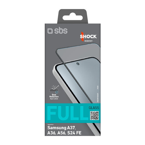 SBS - Verre Trempé Full Cover pour Samsung Galaxy A37, A36, A56, S24 FE, noir