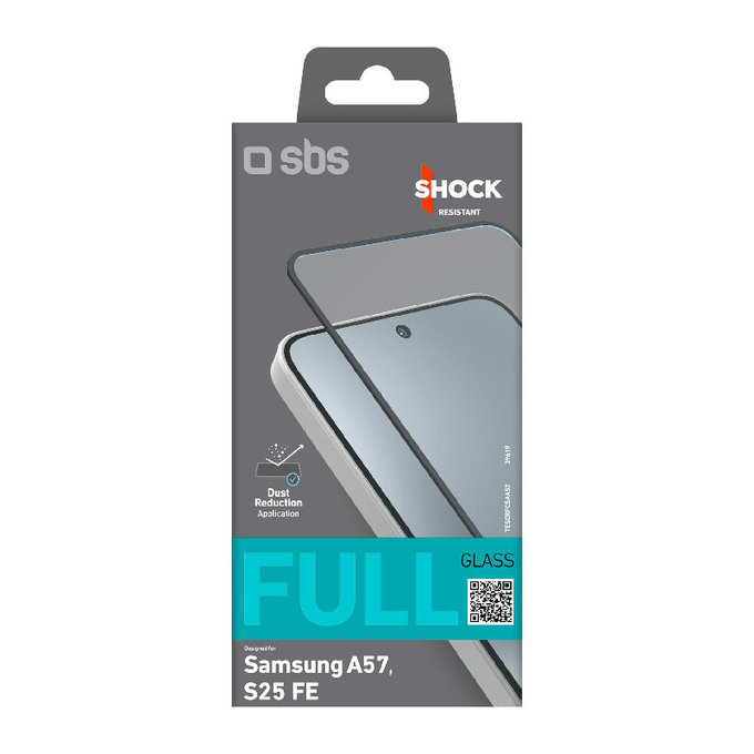 SBS - Verre Trempé Full Cover pour Samsung Galaxy A57, noir