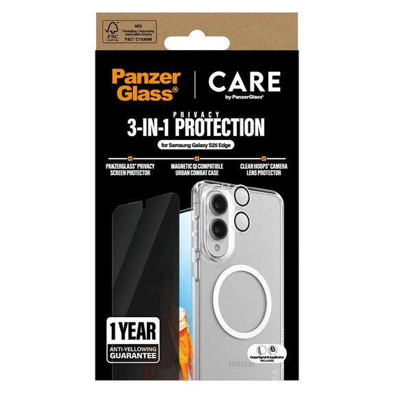 Bundle 3-en-1 Privacy pour Samsung Galaxy S25 Edge, PanzerGlass