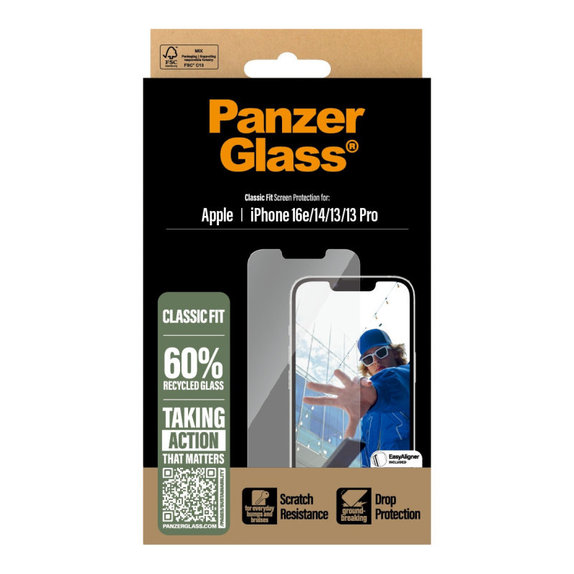 Verre trempé avec applicateur pour iPhone 17e/16e/14/13/13 Pro, Transparent, PanzerGlass