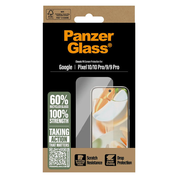 Verre trempé pour Google Pixel 10/10 Pro/9/9 Pro, Clair, PanzerGlass