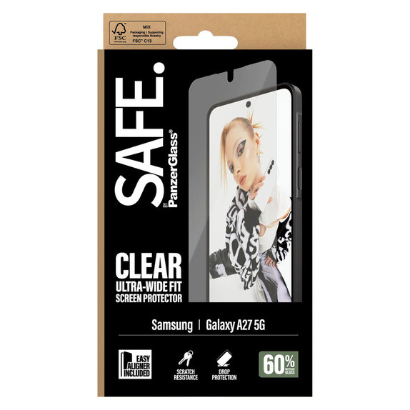 Verre trempé UWF avec applicateur pour Samsung Galaxy A27, Clair, SAFE by PanzerGlass