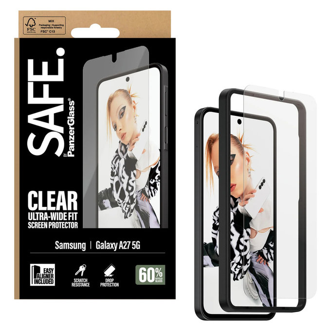 Verre trempé UWF avec applicateur pour Samsung Galaxy A27, Clair, SAFE by PanzerGlass