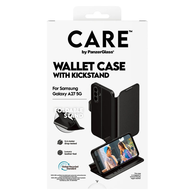 Étui Wallet Kickstand pour Samsung Galaxy A27, Noir, PanzerGlass