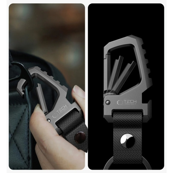 Porte-clés Slidelock Carabiner Keychain, Gunmetal, Tech-Protect