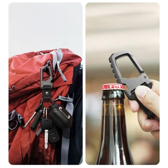 Porte-clés Slidelock Carabiner Keychain, Gunmetal, Tech-Protect