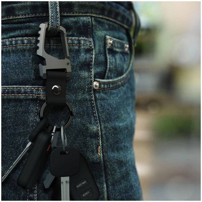 Porte-clés Slidelock Carabiner Keychain, Gunmetal, Tech-Protect